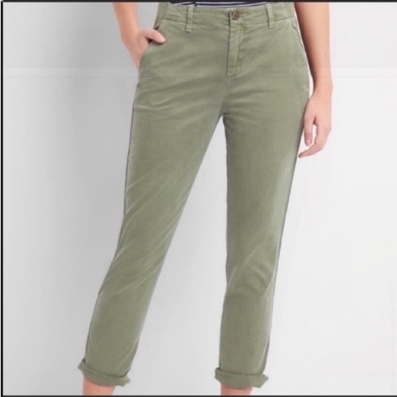 Gap Girl Friend Chino Green Pants Casual Career Work Size 4 - Picture 9 of 10